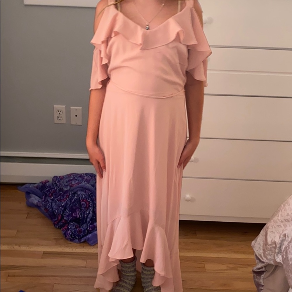 Light pink off the shoulder maxi dress